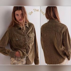 We The Free Hideaway Cord Roscoe Bermuda Shirt Size M NWT